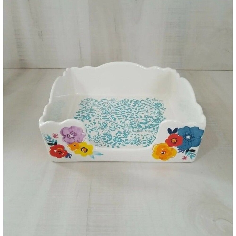The Pioneer Woman Flea Market Floral Napkin Holder Ceramic used
